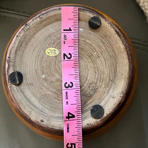 VINTAGE Rustic GLAZED Crackle CERAMIC Amber BOWL - Picture 14 of 15